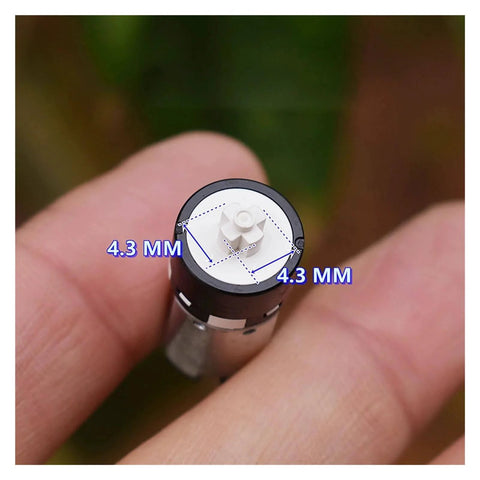 Close-up of 12mm Planetary Gearbox Reduction for N20 DC Motors with 3V operation, black aluminum housing