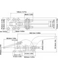 Technical drawing of Beefy Heavy Duty Latch Toggle Clamp For Fixtures And Molds Rock Solid 4000lb Holding Power Industrial Grade Clamp
