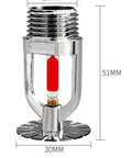 Single Unit Half Inch Dn15 Brass Pendent Fire Sprinkler Head Heavy Duty Fire Suppression Gear with measuring dimensions.