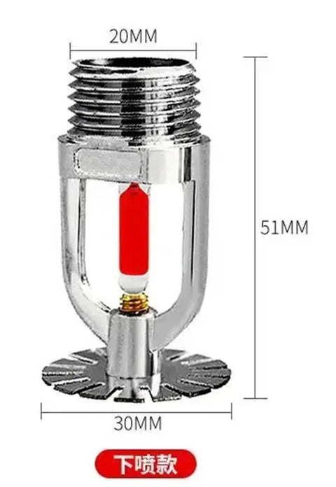 Single Unit Half Inch Dn15 Brass Pendent Fire Sprinkler Head Heavy Duty Fire Suppression Gear with measuring dimensions.