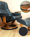 Black recliner with round base on hardwood floor with No Slip Rubber Furniture Pads For Recliners And Swivel Chairs Anti Slide