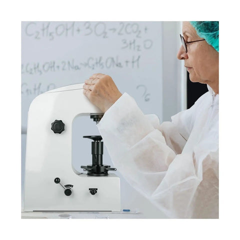 Heavy Duty Rockwell Hardness Tester HR 150A Bench Kit With Solid Testing Table And Calibration Blocks for Steel setups.