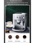 Fully Automatic Coffee And Espresso Machine With Built In Silent Grinder All In One Home Coffee Maker shown with coffee cup