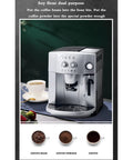 Front view of All In One Fully Automatic Coffee And Espresso Machine With Built In Grinder For Home Barista Setup, shown with coffee.