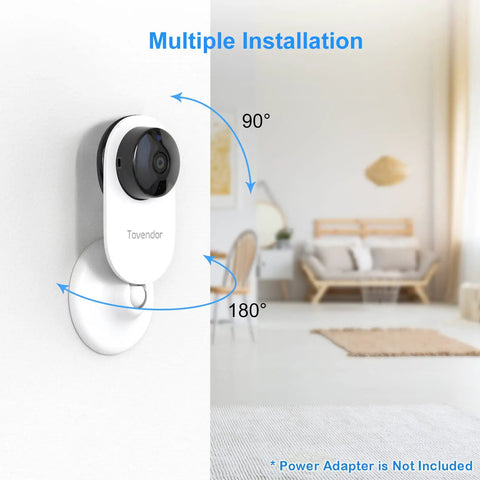 Mini Smart Home Camera 1080P 2.4G WiFi Security Cam With Ultra Wide 120 Degree Lens mounted on wall in room