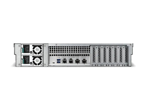 Top Shelf 12 Bay Rackmount Network Attached Storage Delivering 240 Terabyte Raw Power With Ready To Roll Drives rear view with ports.