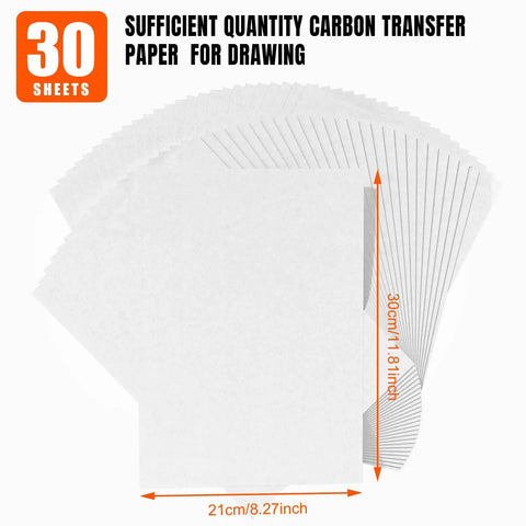 White Carbon Transfer Paper Set For Wood Burning And Art Projects, 30 Sheets, A4 Size 8.27 By 11.81 Inches, front view