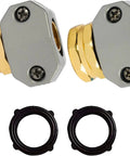 Easy Fix Garden Hose Repair Kit With Premium Aluminum Water Ends And Quick Female Male Connector Fittings Fit 3/4 Inch And 5/8 Inch Hoses plus Zinc Clamps For Sprayers Nozzles And Sprinklers, two hose ends and O-rings