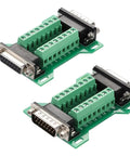 Two Piece DB15 Breakout Board With Both Male And Female DB15 Connectors For RS232 DSUB Serial To 15 Pin Port Terminal Adapter Module