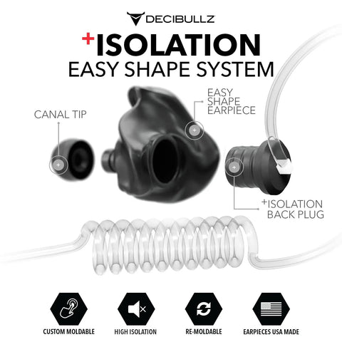 Custom Molded Surveillance Radio Earpiece Set With Thermo Fit For Clear Acoustic Tube Radios, Two Way Radio Headset With Isolation And Noise Reduction For Loud Environments, Stays Put In Any Situation