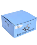Blue box of Six Piece Quick Change Tool Post Set For Lathe With Wedge And Piston Type Holders Includes 250 222 250 201