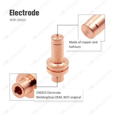 Plasma Cutter Electrode And Tip Kit Bundle With 10 Electrodes 196925 And 10 Tips 196926 Nozzles showing copper electrode part