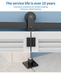 Close-up of matte black hardware components from 48-Inch Bifold Sliding Barn Door Hardware Kit For Four Doors