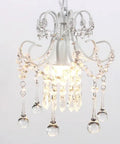 Crystal Chandelier Pendant Light White 1 Light For Hallways, Closets, Kids Rooms And Small Spaces with crystal accents
