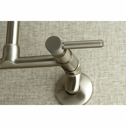 Top view of 8-Inch Adjustable Center Wall Mount Kitchen Faucet Brushed Nickel Finish, Solid Brass Construction, No-Drip Ceramic Disc