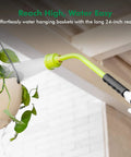 Heavy Duty Full Metal 24 Inch Watering Wand With Gentle Soft Shower Sprayer reaching hanging basket with water flow
