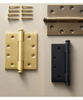 Thick Solid Brass Door Gate Hinge Set Four Pack With Matte Antique Finish Heavy Duty And No Squeak Operation