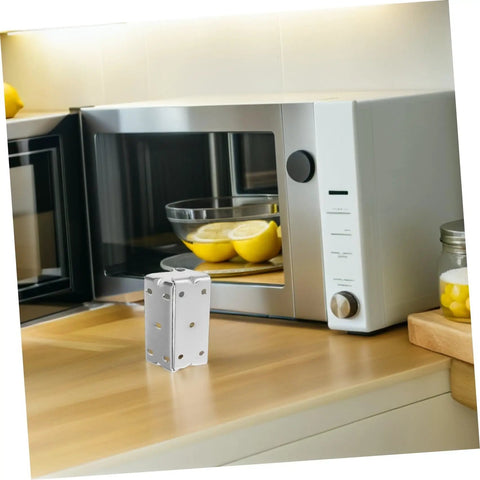 Ciieeo Heavy Duty Stainless Steel U Shaped Oven Door Hinge, durable pivot joint on kitchen countertop with microwave.