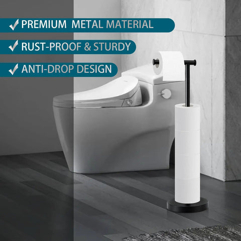 Matte Black Toilet Paper Holder With Shelf Wall Mount Made From SUS304 Stainless Steel With Screws And Adhesive, beside toilet