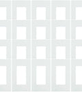 Set of 16 White Decora Wall Plate Kit With No Screws Two Piece Easy Install Durable Polycarbonate Construction Sleek Contemporary Look Hook N Snap System For Quick Install And Cleaning Fits Decora Switches arranged neatly