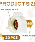 Half Inch Brass Swivel PEX Adapter Crimp Fittings With Female Threads For Easy Plumbing Repairs Durable Anti Corrosion Connectors Kit Plug And Play Ready With PEX Tubing 20 Pieces, 1/2 inch female NPT