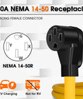 EV Charger Adapter Cord NEMA 10-50P To 14-50R 50 Amp Old Stove Outlet To Level 2 EV Charging 220V 8AWG 3C 10ft ETL Listed