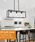 Black Dope 3 Light Modern Dining Pendant Lights For Kitchen Island Cage Linear Hanging Fixture with Glass Shade shown in a kitchen