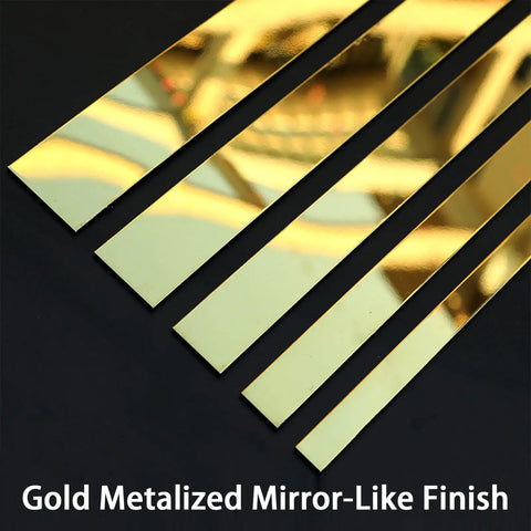 Molding And Wall Trim With Gold Metalized Mirror Like Finish, Peel And Stick Stainless Steel Self Adhesive Molding Strip