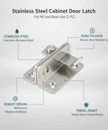 One Handed Stainless Steel Push Latch For RV And Boat Cabinets No Fuss Easy Install Keeps Doors Locked Against Road Vibration And Lets You Access Gear Fast While Traveling