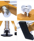 Close-up views of Adjustable Golden Dent Lifter Kit for Cars, showing metal build and soft rubber tips for dent repair.