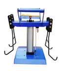 Solid Build Pneumatic Tire Changer And Tire Spreader For Compact Cars And Motorcycles Heavy Steel Construction front view with hooks.