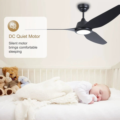 Chill Out With This Super Quiet 56 Inch Black Modern Smart Ceiling Fan With Lights Remote Wifi Alexa Compatible Dc Motor High Cfm