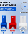 Pull Buddy Wire Pulling Kit For Electricians Rack A Tiers Six Piece Pro Grade Set with blue, red, white guides and ring holder