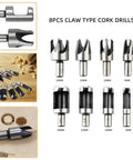 Legit Top Tier Wood Plug Cutter Drill Bit Set Eight Piece Collection including claw type cork drills in various sizes.