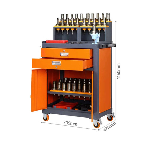 Tough As Nails Heavy Duty Workbench Steel Rolling Tool Cart With Dual Lockable Drawers Multi Tier Industrial Storage Trolley showing organized tools and drawers.