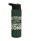 Glider Pilot Water Bottle For Soaring Club Stainless Steel Insulated Hydration Bottle For Sailplane Enthusiasts Keeps Drinks Cold Or Hot On Long Flight Days, green with comfort zone text