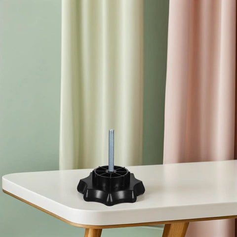 Spare Tire Clamp Bolt And Fastening Screw For Grab And Go Car Use, compact design on table with pastel curtain background.