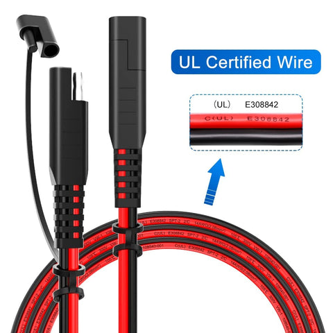 SAE Power Extension Cable 14AWG With Quick Connect And Disconnect showing heavy-duty copper wire and UL certified label