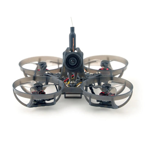 Grab This Snappy Micro Fpv Drone Built Different To Crush Tracks Fast Features Sixty Five Mm Frame One Cell Battery Elrs Receiver Four Hundred Mw Vtx And Brushless Motors, frontal view showing camera and motors.