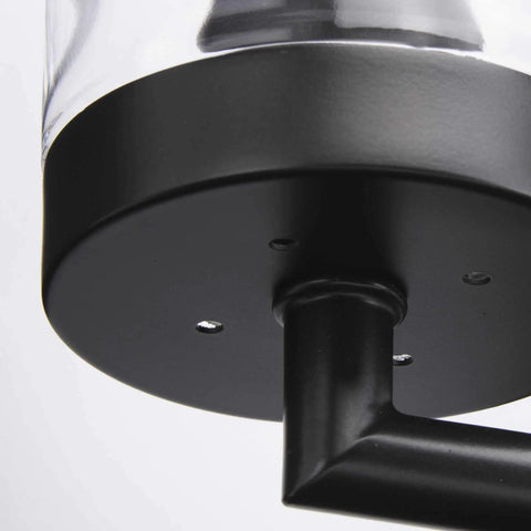 Detail of base on Coastal Style Two Light Bath Vanity Light With Clear Glass Shades, Polished Chrome Finish, Modern Bathroom Lighting