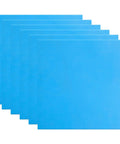 Six blue 8x8 inch gasket sheets, non-asbestos high-temperature material; front view, 0.8–1.5 mm thick.
