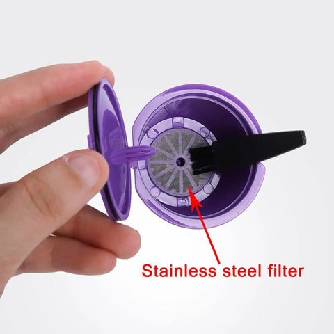 Reusable Coffee Capsules Compatible With Nescafe Dolce Gusto Machines Mini Me Piccolo Genio Esperta Refillable Pods Six Pack Two Black Two Brown Two Purple Cut Costs Save Cash And Brew Custom Coffee At Home