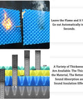 Premium Peel And Stick Acoustic Foam Panels with fire test and thickness measurements for soundproofing and noise dampening.