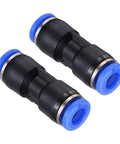 Two Pack Pneumatic Straight Fittings 0.24 Inch Tube OD Union Push To Connect Quick Connect Fittings Blue For Air Lines