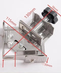 Premium Heavy Duty Pro Grade Quick Adjust Metal Work Clamp For Woodworking Welding Jobs With Ergonomic Handle and Strong Grip. Close-up view with measurements.