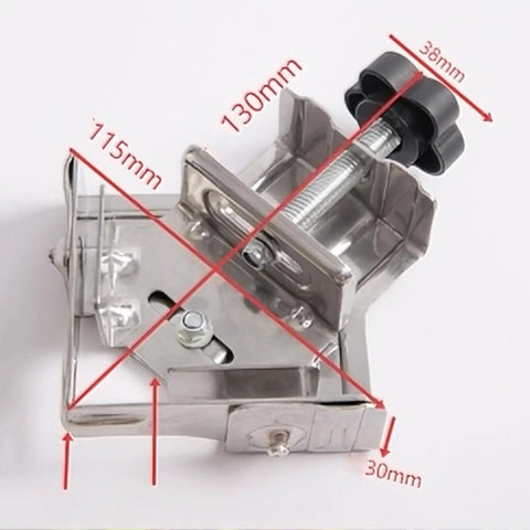 Premium Heavy Duty Pro Grade Quick Adjust Metal Work Clamp For Woodworking Welding Jobs With Ergonomic Handle and Strong Grip. Close-up view with measurements.