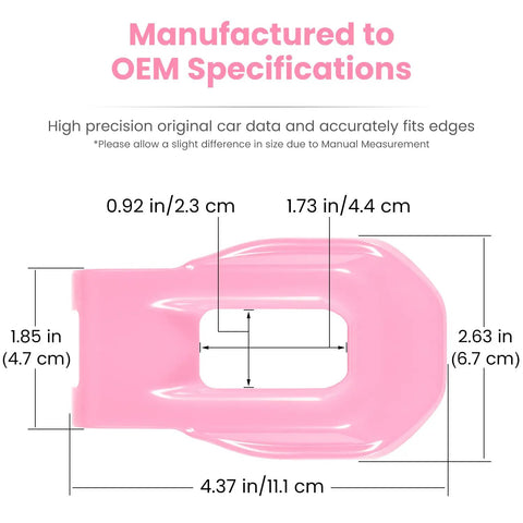 Pink hood latch lock bracket cover with dimensions for Jeep Wrangler JL JLU Unlimited Sport Sahara Rubicon Gladiator JT 2 Door 4 Door 2018-2024
