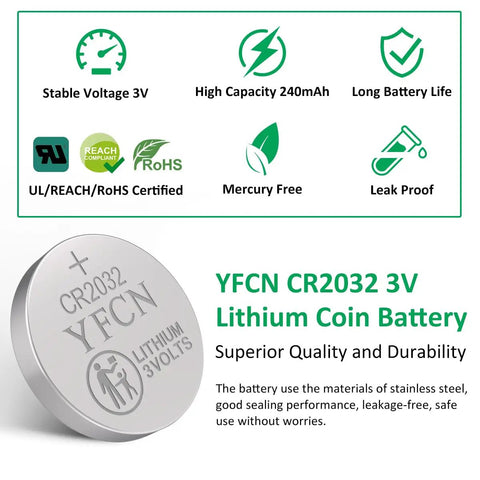 Top Shelf CR2032 3V Lithium Batteries 5 Pack Durable Coin Cell Power Cells with stable voltage and high capacity features.