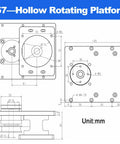57mm Hollow Rotary Platform dimensions diagram for Knockout Precision Hollow Rotary Actuator Designed For 42Mm And 57Mm Stepper Motors.
