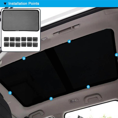 QANGBOOM sunroof shade for Tiguan 2010–2017; black fabric, foldable one-piece with storage bag, installed in car